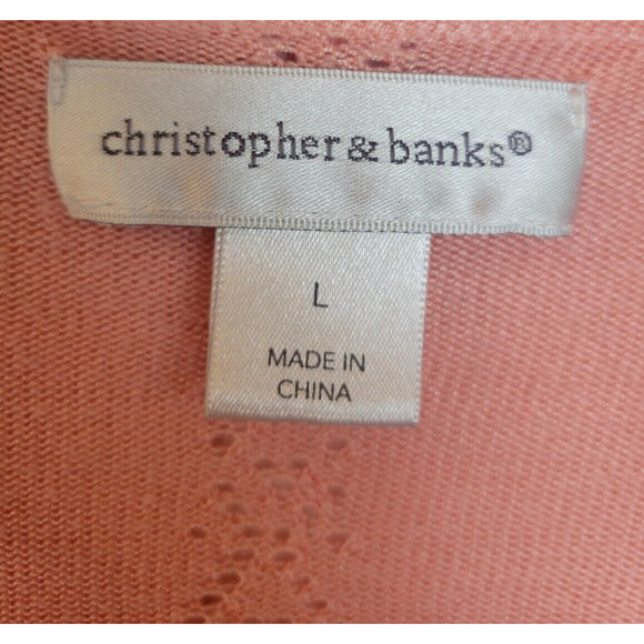 Christopher & Banks Pink Open Front Knit Cardigan Sweater Women's Size Large - Picture 3 of 8